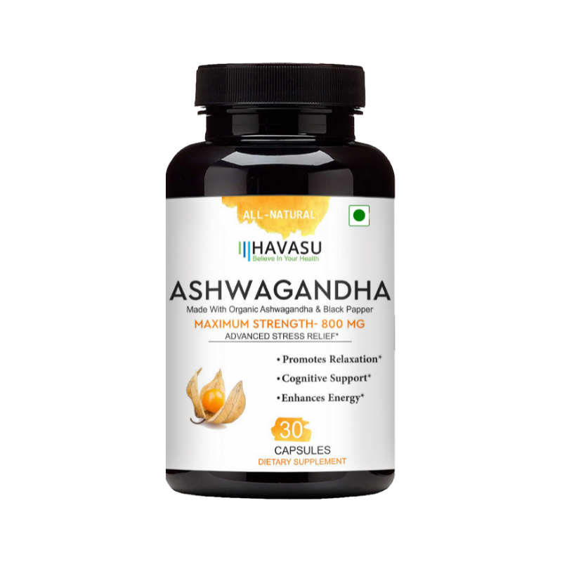 HAVASU Organic Ashwagandha, 30 Capsules – Stress Relief & Energy, Pack of 1