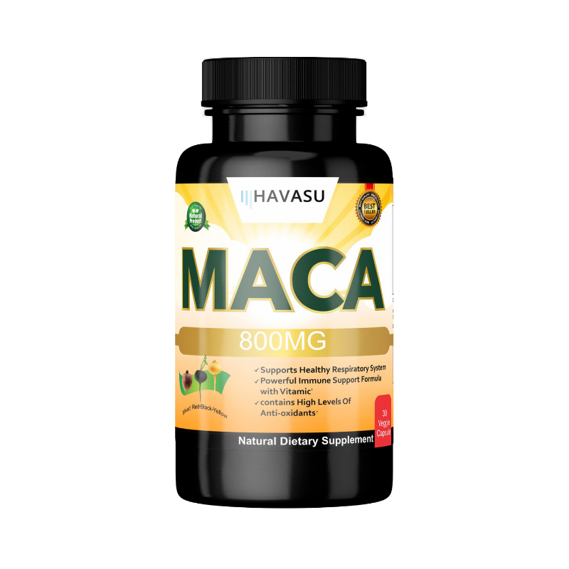 HAVASU Organic Maca Root, 800mg, 30 Capsules – Black, Red & Yellow Mac ...