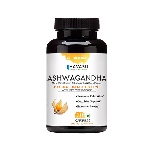 HAVASU Organic Ashwagandha, 30 Capsules – Stress Relief & Energy, Pack of 1