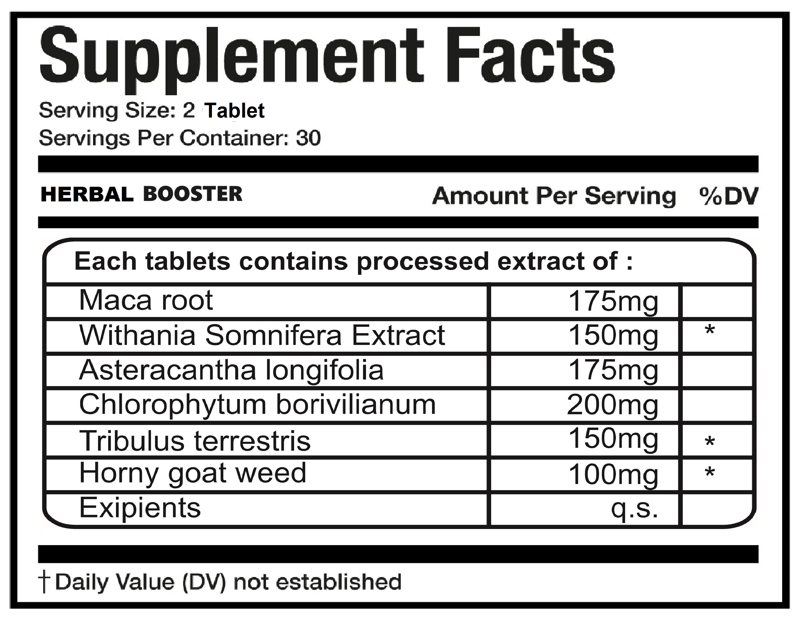 Herbal Booster Ashwagandha Tablets for Strength & Energy (30 Tablets, Pack of 1)