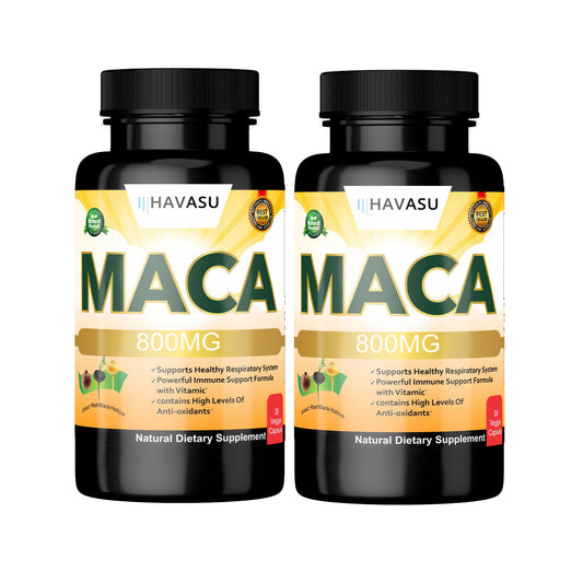 HAVASU Organic Maca Root, 800mg, 30 Capsules, Pack of 2