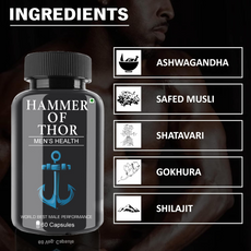 Hammer Of Thor Men's Supplement Ayurvedic Capsule For Performance, Stamina, Power (60 Capsules)  (Pack of 1)