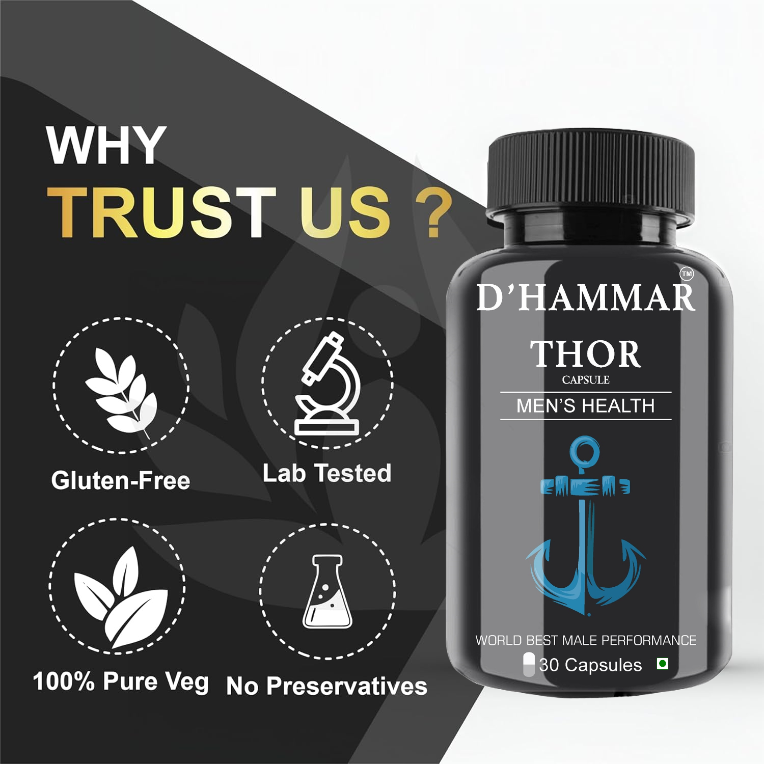 D' Hammar Thor Men's Supplement | Ayurvedic Capsules | 30 Capsules