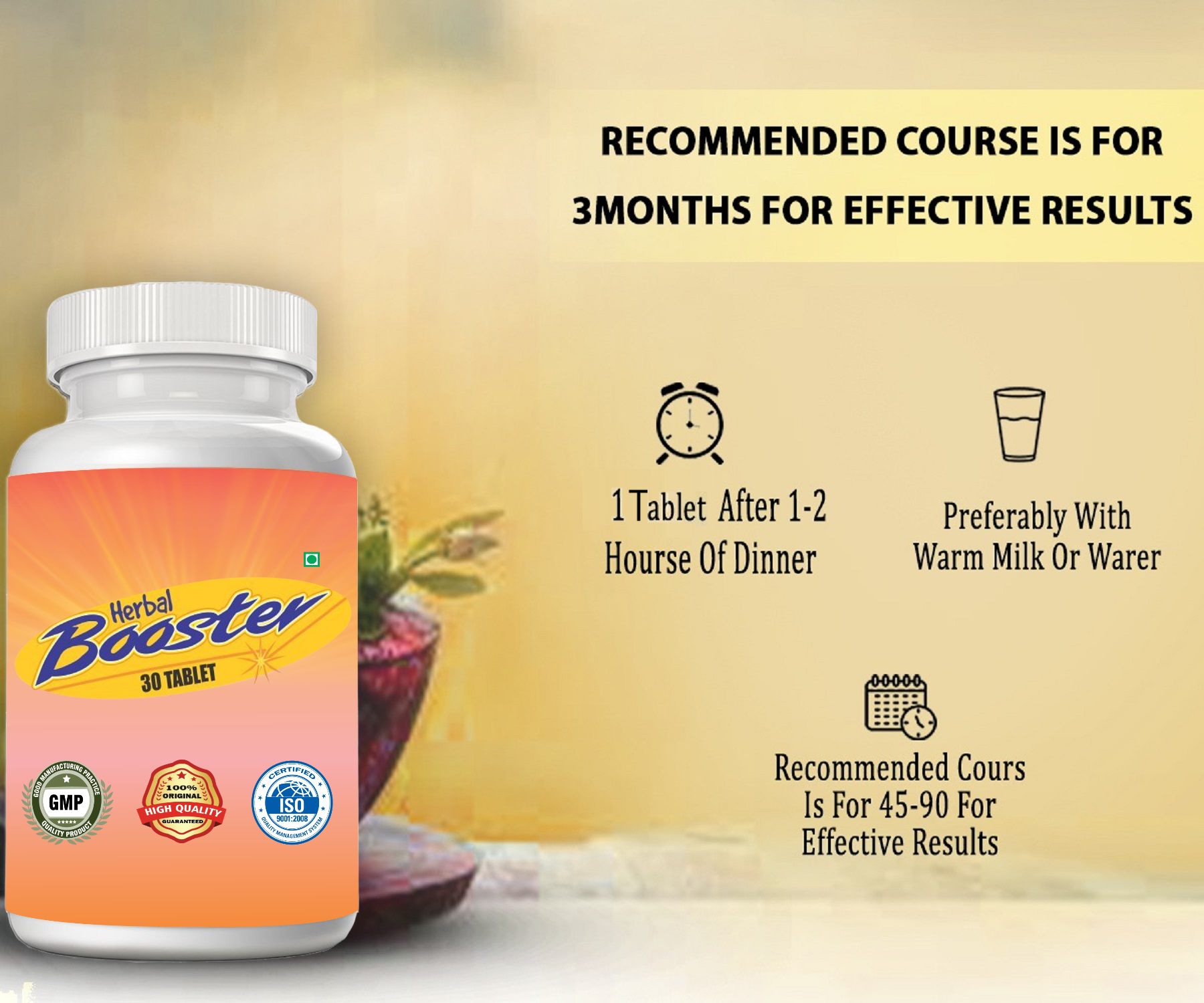 Herbal Booster Ashwagandha Tablets for Strength & Energy (30 Tablets, Pack of 1)