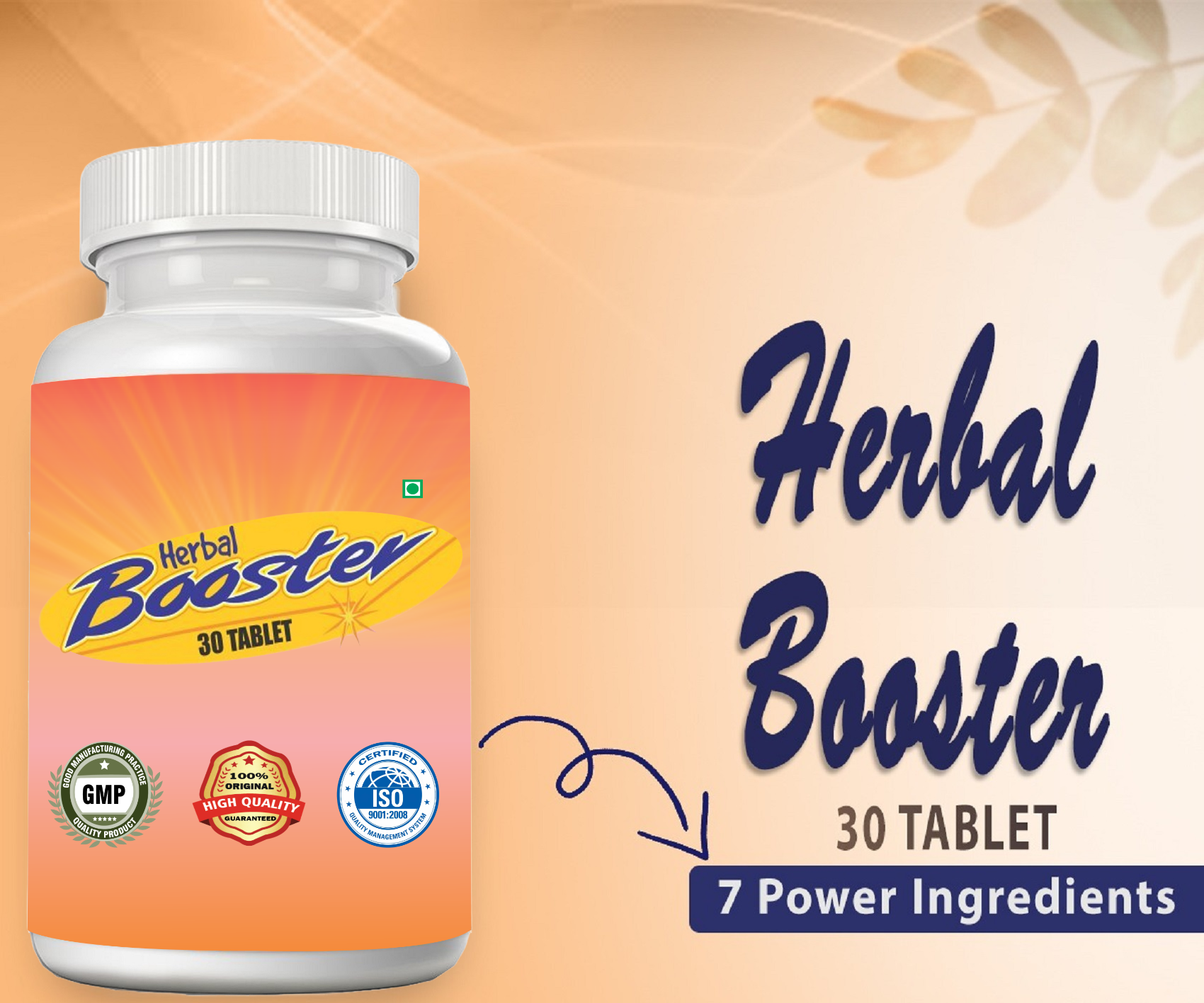 Herbal Booster Ashwagandha Tablets for Strength & Energy (30 Tablets, Pack of 1)