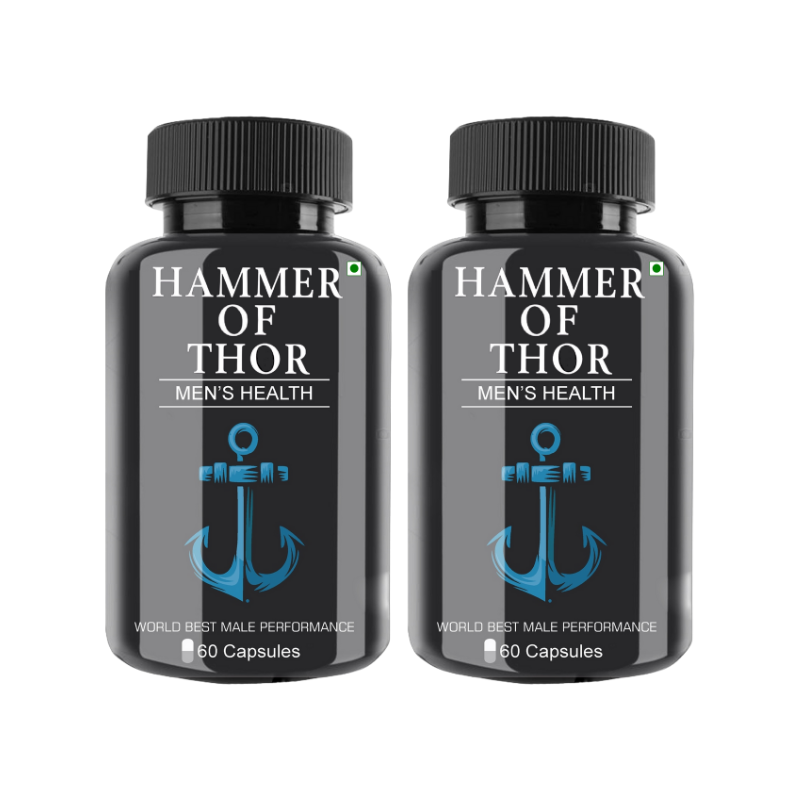 Hammer Of Thor Men's Supplement Ayurvedic Capsule For Performance, Stamina, Power (60 Capsules)  (Pack of 2)