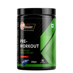 Protein Booster Pre-Workout Supplement, 250g, Blueberry Flavour