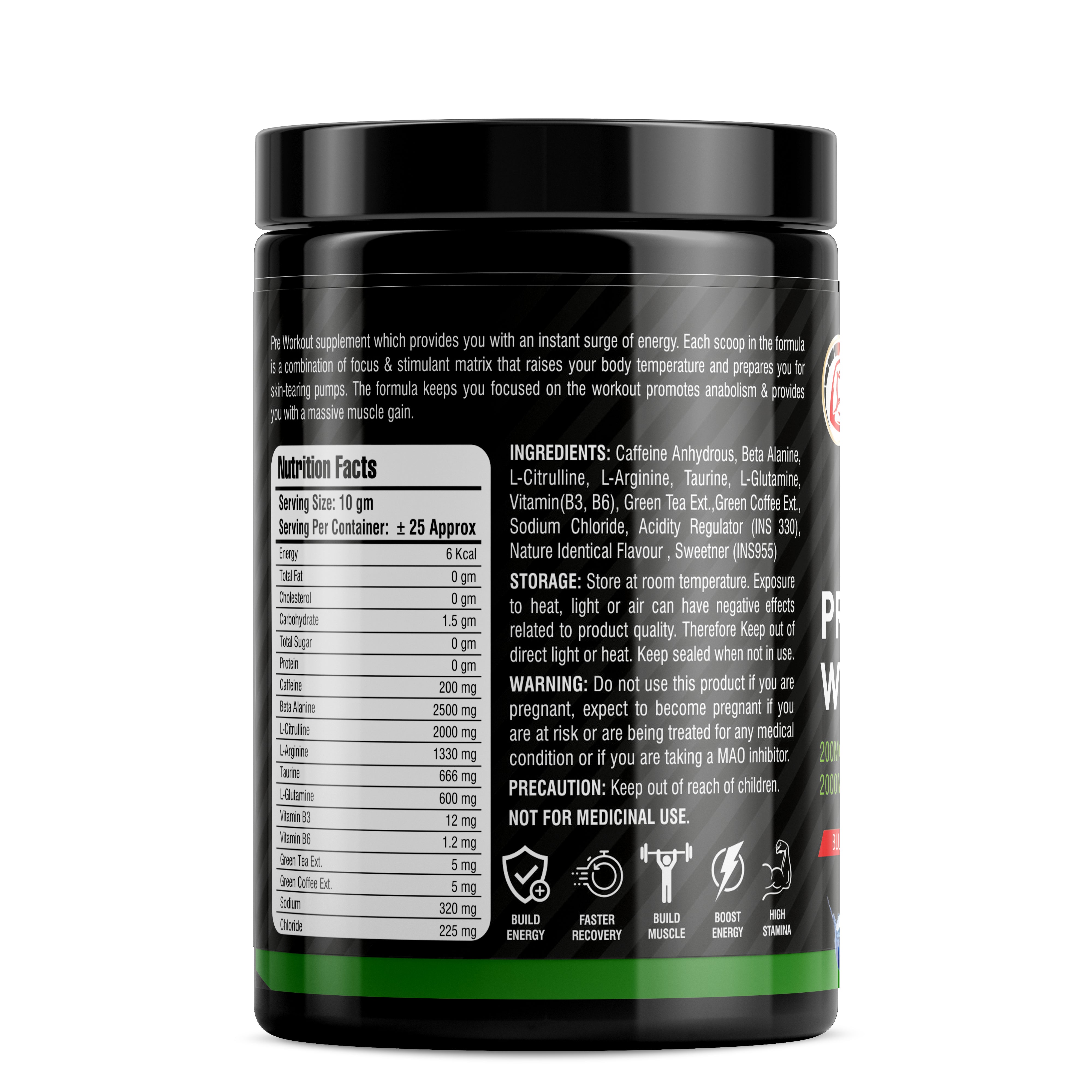 Protein Booster Pre-Workout Supplement, 250g, Blueberry Flavour